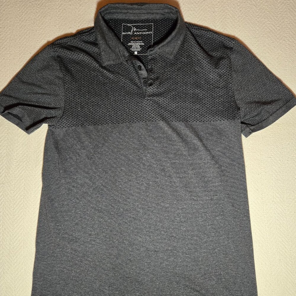 Marc Anthony Slim Fit Shirt Men Large Black Short Sleeve 1/4 Button Pull Over